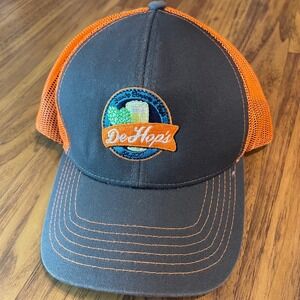 De Hop's Brewing Company Trucker Hat Mens OSFM Snapback Mesh Gray Orange Logo